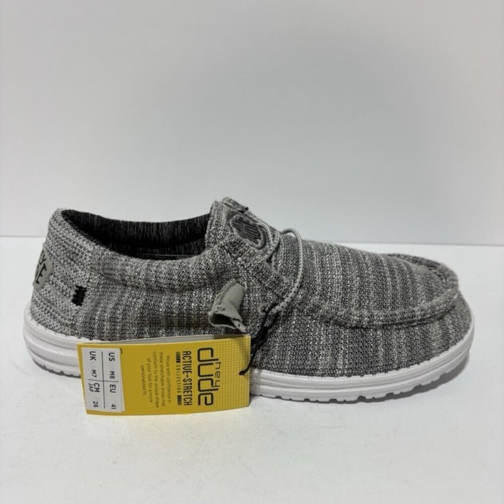 Hey Dude Men’s Wendy Stretch Gray Slip-On Shoes, Size 8 M